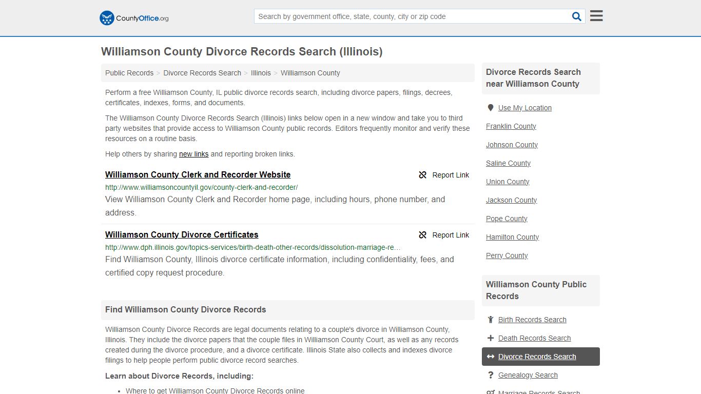 Williamson County Divorce Records Search (Illinois) - County Office